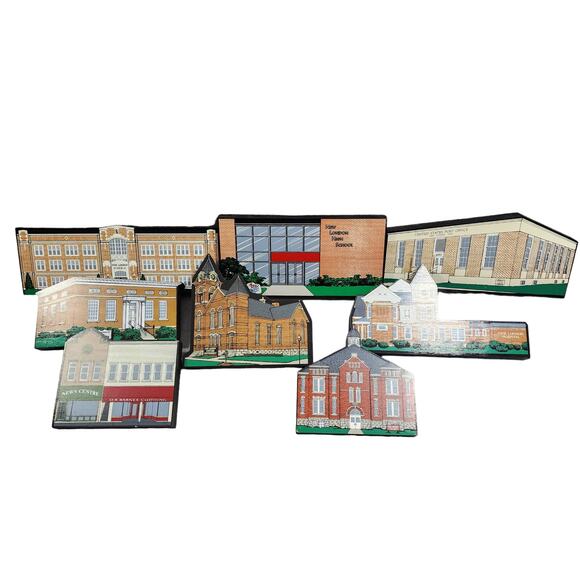 New London Area Historical Society Wooden Scenic Buildings Lot of 8 Shelf Decor - Picture 1 of 14